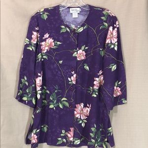 Vintage NATURALLY PETITE Honolulu Floral Button Down Blouse Blouse Top  Sz SP